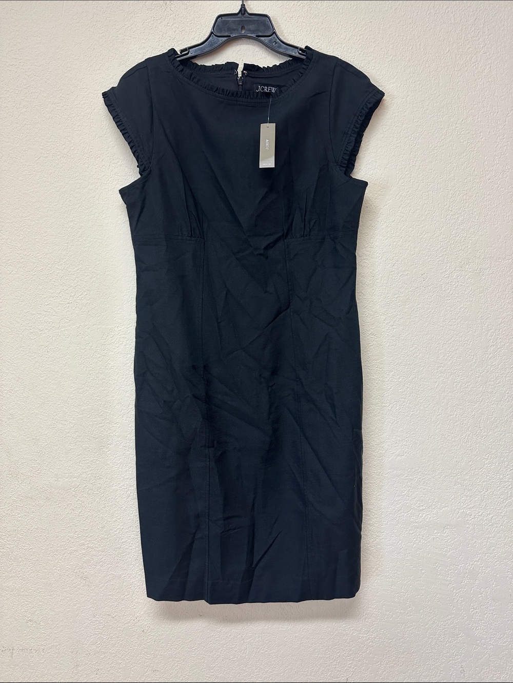 J. Crew NWT Black Cap-Sleeve Midi Sheath Dress size 12 T